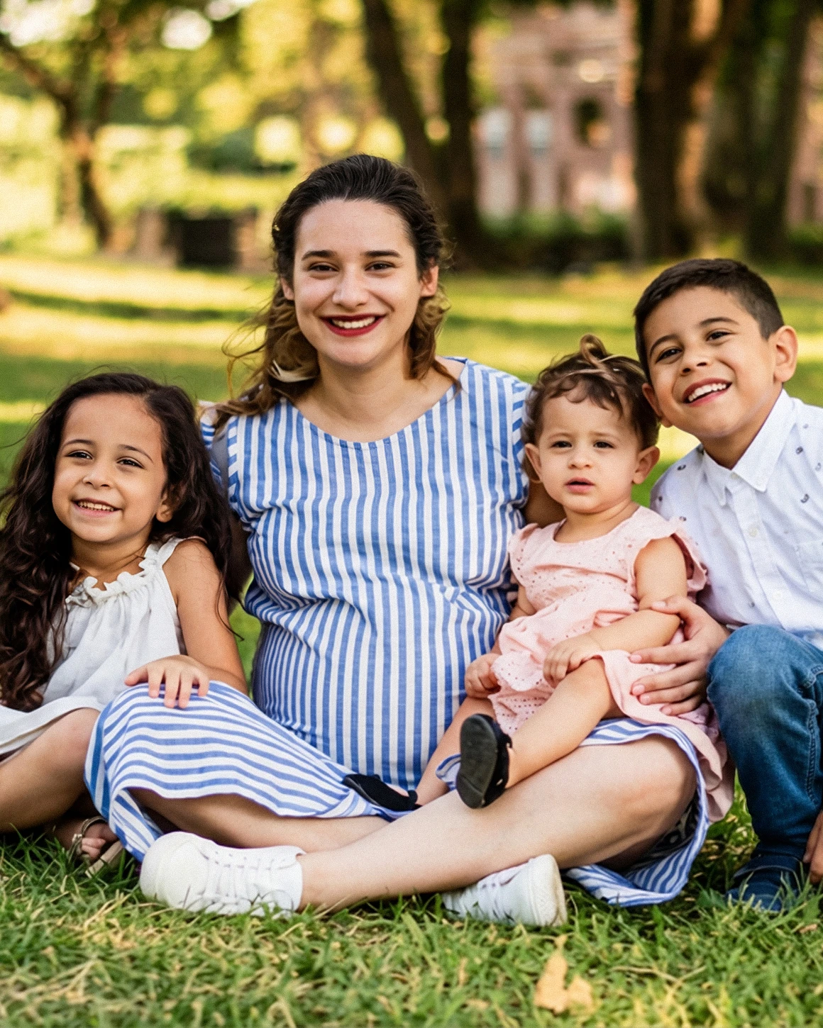 Restored family photo of mother with children